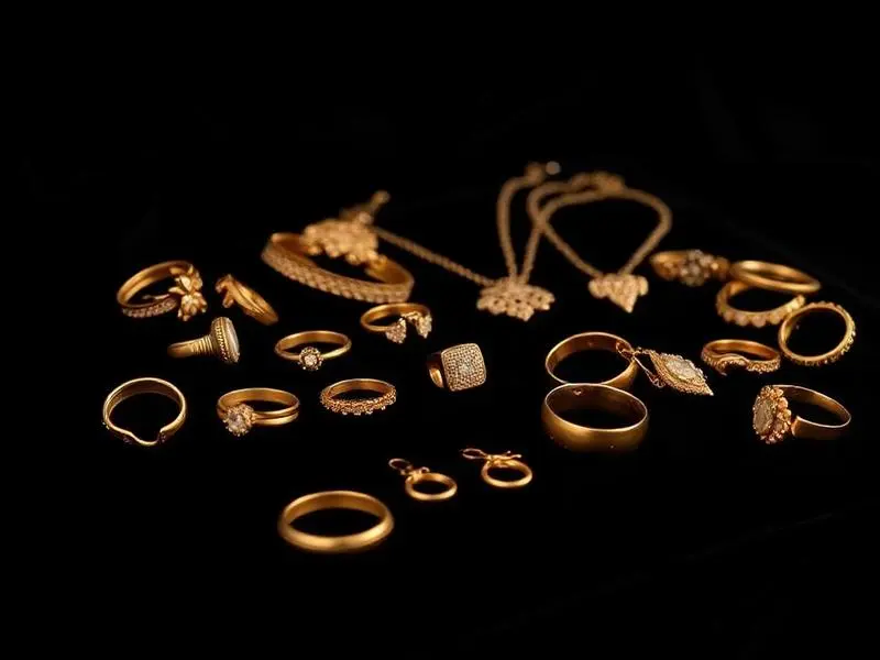 Assorted gold jewelry, chains, and coins we buy at KC Gold and Silver