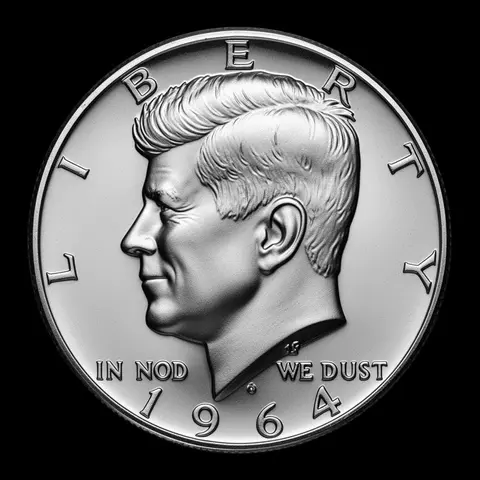 1964 Kennedy Half Dollar obverse portrait of JFK