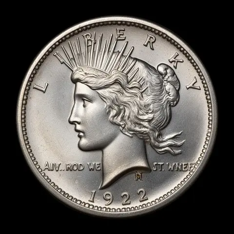 Peace Silver Dollar obverse showing Liberty with radiate crown