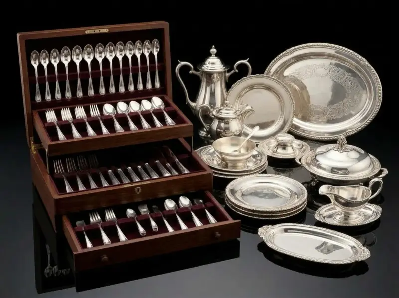 Sterling silver flatware, tea sets, and jewelry accepted for cash