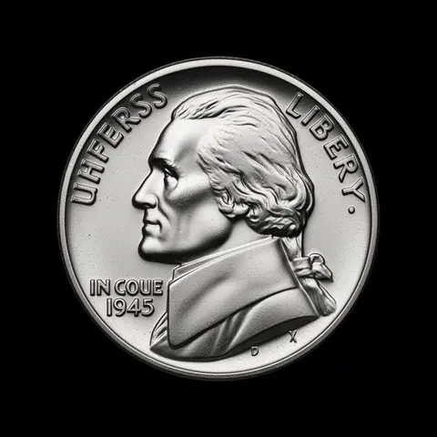WWII Silver War Nickel obverse with large mint mark above Monticello